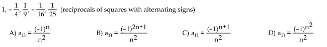 Find a formula for the nth term of the sequence.