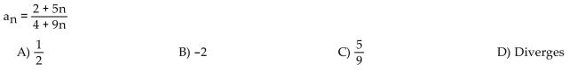Find the limit of the sequence if it converges; otherwise indicate divergence.