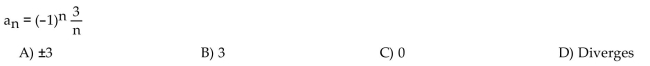 Find the limit of the sequence if it converges; otherwise indicate divergence.
