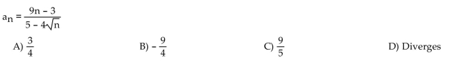 Find the limit of the sequence if it converges; otherwise indicate divergence.