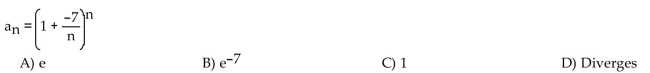 Find the limit of the sequence if it converges; otherwise indicate divergence.
