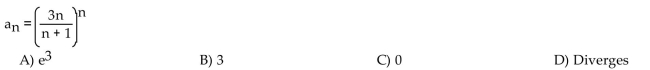 Find the limit of the sequence if it converges; otherwise indicate divergence.