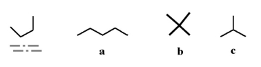 <strong>Which of the following molecules could be a different conformation of the underlined molecule below? </strong> A)a B)b C)c D)all of the above E)none of the above