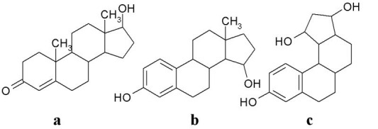 <strong>Which of the following molecules contains a phenol? </strong> A)a B)b C)c D)b and c E)all of them