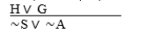 (H ∨ ∼S) • (G ∨ ∼A)  