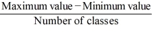 To approximate the width of a class in the creation of a bar chart, we may use this formula: