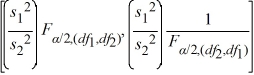 <strong>Which of the following is the formula for a confidence interval for the ratio of the population variances / ?</strong> A) B) C) D)