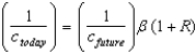 <strong>With logarithmic utility, the Euler equation is given by:</strong> A) . B) . C) . D) . E) .