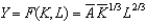In the production function , represents a productivity parameter.