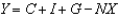 <strong>According to the expenditure approach, if Y is GDP, C is consumption, I is investment, G is government purchases, and NX is net exports, which of the following is the national income identity?</strong> A) B) C) D) E)