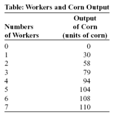 Use the following to answer question: -(Table: Workers and Corn Output)Use Table: Workers and Corn Output.Laura is a price-taking farmer who produces corn.Assume that the wage rate for workers is $125 and the price per bushel of corn is $10.Suppose that Laura is employing 7 workers.If she reduces employment to 6 workers,her profits will: