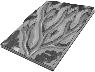 <strong>The figure below shows an example of a ________ drainage network. </strong> A) dendritic B) radial C) rectangular D) trellis