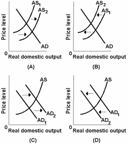 Which of the above diagrams best portrays the effects of a decrease in the availability of key natural resources?