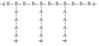 <strong>Exhibit 31-3 Classify each polymer below as step-growth or chain-growth.20. ANSWER: chain-growth POINTS: 1 21. ANSWER: chain-growth POINTS: 1 22. ANSWER: step-growth POINTS: 1 23. ANSWER: step-growth POINTS: 1 Exhibit 31-4 Draw the structure of the polymers obtained from the following reactions. 24. ANSWER: POINTS: 1 25. ANSWER: POINTS: 1 26. ANSWER: POINTS: 1 27. ANSWER: POINTS: 1 28. ANSWER: POINTS: 1 Monomer A is copolymerized with Monomer B and is found to have the following structure: The type of copolymer formed is:</strong> A) a random copolymer B) an alternating copolymer C) a block copolymer D) a graft copolymer