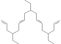 Draw the structure of the monomer used to produce the following polymer segment using the ROMP method.