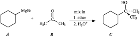 Consider the Grignard reaction below to answer the following question(s). Predict the product of the following reaction.