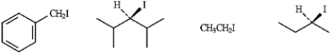 Circle the correct response in each set below. Refer to instructions. The least reactive compound in an S<sub>N</sub>2 reaction. Explain your choice.