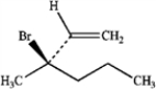 <strong>What is the IUPAC name of the following compound? </strong> A) (R)-2-bromo-2-vinylpentane B) (S)-2-bromo-2-vinylpentane C) (S)-3-bromo-3-propylbut-1-ene D) (R)-3-bromo-3-methylhex-1-ene