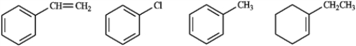 Circle the compound(s) in the following set that will undergo both substitution and addition when treated with Br<sub>2</sub>.