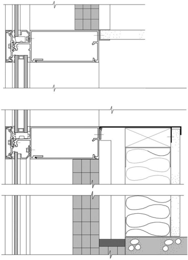 The underlying sketch shows a detailed vertical section through a pressure- plate captured glass- aluminum curtain wall. Identify the fire containment assembly in the sketch, its purpose and what it consists of.   