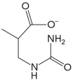 <strong>What is the name of the compound below,which is an intermediate in the breakdown of some pyrimidines? </strong> A) N-carbamoyl- -alanine B) N-carbamoyl- -aminoisobutyrate C) dihydrothymine D) -aminoisobutyrate