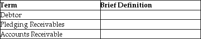 Provide a brief definition of each of the following terms.