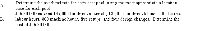 Blackie Manufacturing Company uses activity-based costing.The overhead budget for the coming period is $1,053,000,consisting of the following: The potential allocation bases and their estimated amounts were as follows: