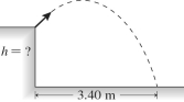 As shown in the figure,a heavy rock is shot upward from the edge of a vertical cliff.It leaves the edge of the cliff with an initial velocity of 15 m/s directed at 25° from the vertical.Assume that air has no effect on the motion of the rock.How high is the cliff?