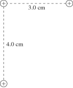 <strong>The figure shows a group of three particles,all of which have charge Q = 8.8 nC.How much work did it take to assemble this group of charges if they all started out extremely far from each other? (k = 1/4πε<sub>0</sub> = 9.0 × 10<sup>9</sup> N ∙ m<sup>2</sup>/C<sup>2</sup>) </strong> A)5.5 × 10<sup>-5</sup> J B)6.2 × 10<sup>-5</sup> J C)5.7 × 10<sup>-5</sup> J D)5.9 × 10<sup>-5</sup> J