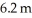 <strong>An object undergoing simple harmonic motion has a maximum displacement of at If the angular frequency of oscillation is what is the object's displacement when </strong> A)4.8 m B)5.6 m C)3.7 m D)3.1 m