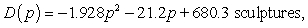 <strong>The average quantity of sculptures that consumers will demand can be modeled as and the average quantity that producers will supply can be modeled as where the market price is p hundred dollars per sculpture. Determine the total social gain when sculptures are sold at the equilibrium price. Round your answer to the nearest dollar.</strong> A) $295,907 B) $132,272 C) $182,553 D) $264,371 E) $700,605