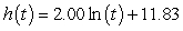 <strong>The height h, in feet, of a certain tree increases at a rate that is inversely proportional to time t, in years. The height of the tree is 9 feet at the end of 3 years, and reaches 22 feet at the end of 9 years. Give the particular solution for this height of the tree after t years. Round as necessary to two decimal places.</strong> A) feet B) feet C) feet D) feet E) feet