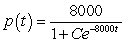 <strong>The number of patents issued for a certain product between 1950 and 1970 was increasing with respect to time at a rate jointly proportional to the number of patents already obtained and to the difference between the number of patents already obtained and the carrying capacity of the system. The carrying capacity was approximately 8000 patents, and the constant of proportionality was about 0.00024. By 1960, 4000 patents had been obtained. Find the general solution for the number of patents t years after 1950.</strong> A) patents B) patents C) patents D) patents E) patents