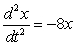 <strong>When a spring is stretched and then released, it oscillates according to two laws of physics: Hooke's Law and Netwon's Second Law. These two laws combine to form the following differential equation in the case of free, undamped oscillation: where m is the mass of an object attached to the spring, x is the distance the spring is stretched beyond its standard length with the object attached (its equilibrium point), t is time, and k is a constant associated with the strength of the spring. Consider a spring with from which is hung a 68-pound weight. The spring with the weight attached stretches to its equilibrium point. The spring is then pulled 3 feet farther than its equilibrium and released. Write a differential equation describing the acceleration of the spring with respect to time t measured in seconds. Use the fact that , where g is the gravitational constant 32 feet per second per second.</strong> A) feet per second per second B) feet per second per second C) feet per second per second D) feet per second per second E) feet per second per second