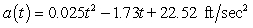 <strong>The acceleration of a race car during the first 35 seconds of a road test is modeled by where t is the number of seconds since the test began. Assume the velocity and distance were both zero at the beginning of the road test. Calculate, to the nearest foot, the distance traveled during the first 35 seconds of the road test.</strong> A) 708 ft B) 259 ft C) 1,552 ft D) 4,558 ft E) 9,071 ft