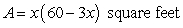 <strong>Write a model for the output variable in terms of one input variable. A rectangular-shaped garden has one side along the side of a house. The other three sides are to be enclosed with 60 feet of fencing. What is the largest possible area of such a garden?</strong> A) B) C) D) E)