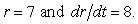 <strong>Differentiate the given function with respect to t where r is the radius, and A is the area of the circle. Then, evaluate with </strong> A) 49 B) 56 C) 16 D) 14 E) 112