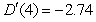 <strong>The function D gives the time, in years, that it takes for an investment to double if interest is continuously compounded at r%. Write a sentence of interpretation for  </strong> A) If the interest rate for an investment at 4% compounded continuously is changed to 5% compounded continuously, the doubling time will decrease by approximately 2.74 years. B) If the interest rate for an investment at 4% compounded continuously the doubling time will decrease by approximately 2.74 years. C) If the interest rate for an investment at 2.74% compounded continuously the doubling time will decrease by approximately 4 years. D) If the interest rate for an investment at 4% compounded continuously is changed to 5% compounded continuously, the doubling time will increase by approximately 2.74 years. E) If the interest rate for an investment at 2.74% compounded continuously is changed to 3.74% compounded continuously, the doubling time will increase by approximately 4 years. <div style=padding-top: 35px> 