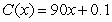 <strong>Write a linear model for the given rate of change and initial output value. The cost to produce plastic toys increases by 10 cents per toy produced. The fixed cost is 90 dollars.</strong> A) B) C) D) E)