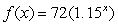 <strong>Calculate the constant percentage change for the given function. </strong> A) 15% B) 0.15% C) 72% D) 82.8% E) 10.8%