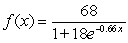 <strong>Indicate whether the function is an increasing or decreasing logistic function and identify the upper limiting value of the function </strong> A) The function is increasing and the upper limit is 18.00. B) The function is decreasing and the upper limit is 18.00. C) The function is increasing and the upper limit is 68.00. D) The function is decreasing and the upper limit is 68.00. E) The function is decreasing and the upper limit is 0.00.