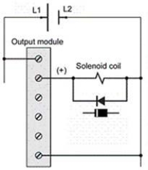 <strong>The diode used in the suppression circuit shown: </strong> A)is connected in forward-bias to suppress DC loads. B)is connected in reverse-bias to suppress DC loads. C)is connected in forward-bias to suppress AC loads. D)is connected in reverse-bias to suppress AC loads.