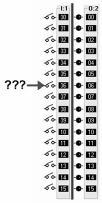 <strong>The address for the point on the I/O module shown would be:  </strong> A)I:6/1 B)I:1/6 C)O:6/1 D)O:1/6 <div style=padding-top: 35px> 