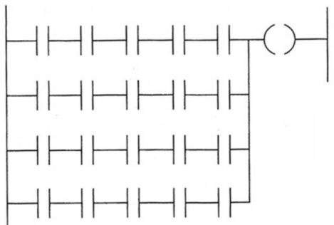 <strong>For the matrix limitation diagram shown, the maximum number of rungs allowed is:  </strong> A)one. B)four. C)five. D)limited only by the memory size. <div style=padding-top: 35px> 