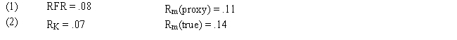 <strong>Assume that as a portfolio manager the beta of your portfolio is 1.3 and that your performance is exactly on target with the SML data under condition 1. If the true SML data is given by condition 2, how much does your performance differ from the true SML?  </strong> A) 4.2 percent lower B) 3.6 percent lower C) 3.8 percent lower D) 4.2 percent higher E) 3.6 percent higher <div style=padding-top: 35px> 