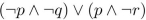 Construct a combinatorial circuit using inverters, OR gates, and AND gates, that produces the outputs from input bits p, q and r.