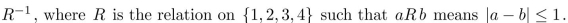 find the matrix that represents the given relation. Use elements in the order given to determine rows and columns of the matrix.