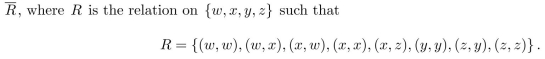find the matrix that represents the given relation. Use elements in the order given to determine rows and columns of the matrix.
