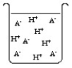 <strong>The compound HA is an acid that is soluble in water. Which of the beakers below shows HA behaving as a weak acid in water?</strong> A) B) C) D) Both A and C are weak acids in water.
