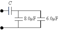 <strong>If C = 14 µF,what is the equivalent capacitance for the combination shown?  </strong> A)28 µF B)17 µF C)0.29 µF D)7.0 µF E)​670 µF <div style=padding-top: 35px> 